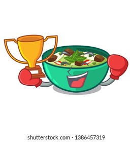 Boxing winner green churry isolated with the cartoon
