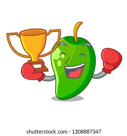 Boxing winner green mango isolated with the mascot