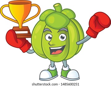 Boxing winner green pumpkin on the cartoon character