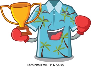 Boxing winner hawaiian cartoon shirts hanger behind door