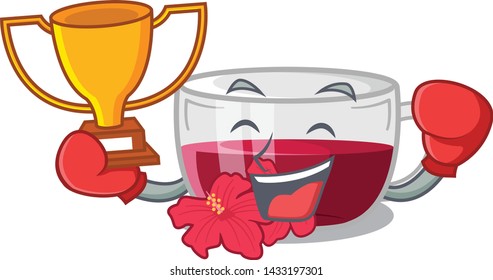 Boxing winner hibiscus tea in a cartoon bottle