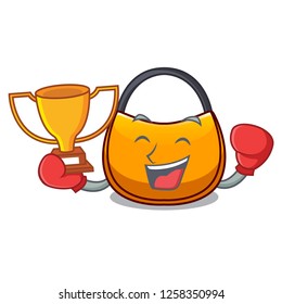 Boxing winner hobo bag shape on a cartoon