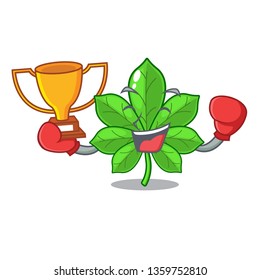 Boxing winner horse chestnuts in the cartoon pots