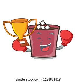 Boxing winner hot chocolate mascot cartoon