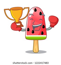 Boxing winner Ice cream watermelon on shape mascot