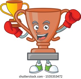 Boxing winner icon bronze trophy in the cartoon