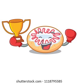 Boxing winner jelly donut mascot cartoon