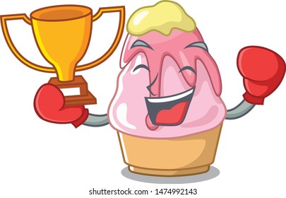 Boxing winner kakigori isolated with in the cartoon