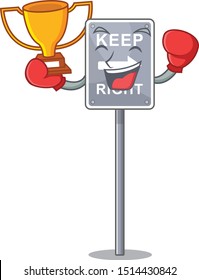 Boxing winner keep right on side road character