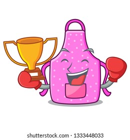 Boxing winner kitchen apron placed above cartoon table