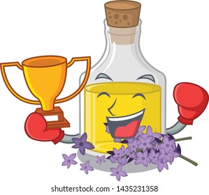 Boxing winner lavender oil above cartoon makeup table