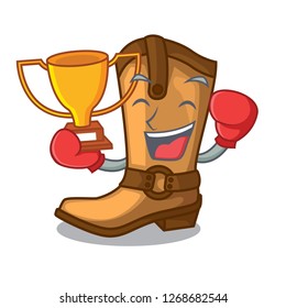 Boxing winner leather cowboy boots shape cartoon funny