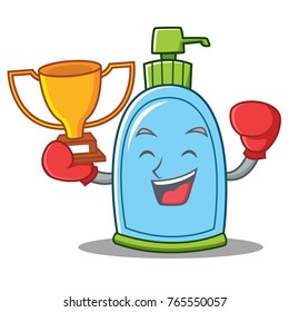 Boxing winner liquid soap character cartoon