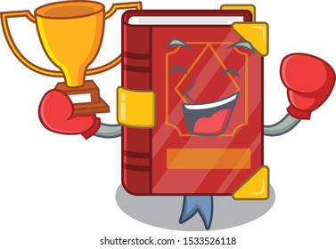 Boxing winner magic spell book in shape mascot