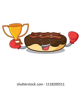 Boxing winner maple bacon bar mascot cartoon