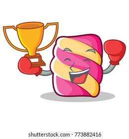 Boxing winner marshmallow character cartoon style