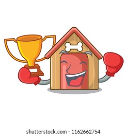 Boxing winner mascot dog house of wood home