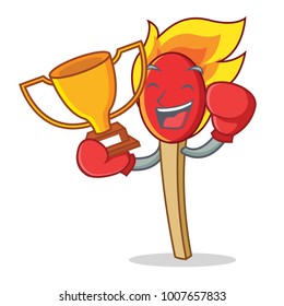 Boxing winner match stick mascot cartoon