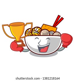 Boxing winner meatballs are served in cartoon bowl