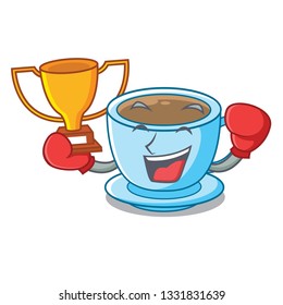 Boxing winner milk tea isolated with the mascot
