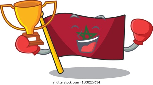 Boxing winner morocco flag sticks to mascot wall