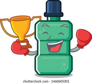 Boxing winner mouthwash above the a sink mascot