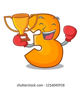 Boxing winner number three isolated on the mascot