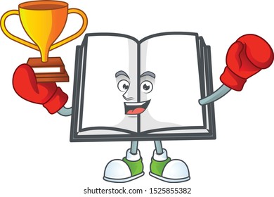 Boxing winner open book on a white background