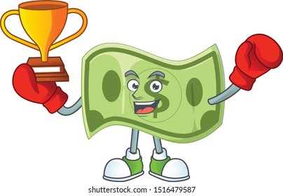 Boxing winner paper money dollar for price profit.