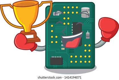 Boxing winner PCB circuit board in the cartoon