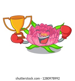 Boxing winner peony flower grow in mascot stems