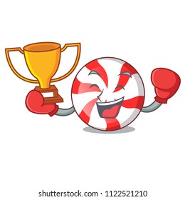 Boxing winner peppermint candy mascot cartoon