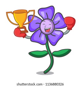 Boxing winner periwinkle flower mascot cartoon