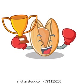 Boxing winner pistachio nut mascot cartoon