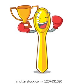 Boxing winner plastic kitchen spoon isolated on mascot