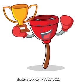 Boxing winner plunger character cartoon style