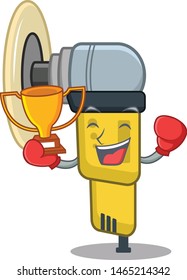 Boxing winner pneumatic sander placed inside character box