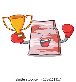 Boxing winner pork lard mascot cartoon