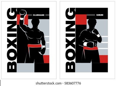 Boxing. Winner Poster. Boxing Club Banner. Boxer Illustrations