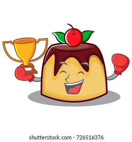 Boxing winner pudding character cartoon style