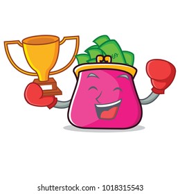 Boxing winner purse character cartoon style