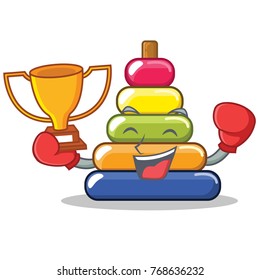 Boxing winner pyramid ring character cartoon