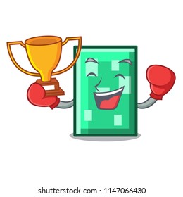 Boxing winner rectangle mascot cartoon style