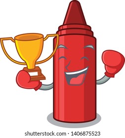 Boxing winner red crayon next to cartoon wallet