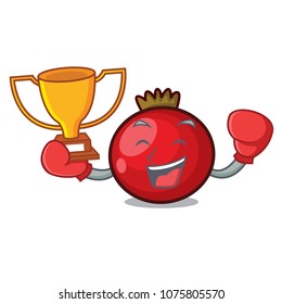 Boxing winner red currant mascot cartoon