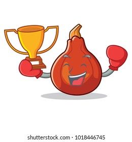 Boxing winner red kuri squash mascot cartoon