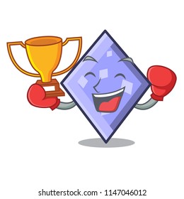 Boxing winner rhombus mascot cartoon style