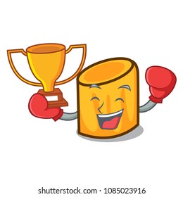 Boxing winner rigatoni mascot cartoon style