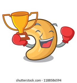 Boxing winner roasted cashew nuts isolated on mascot