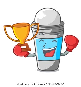 Boxing winner roll on deodorant isolated with cartoon